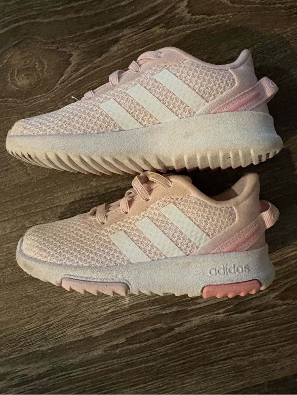 adidas Kids Pink and White Lightweight Mesh Sneakers